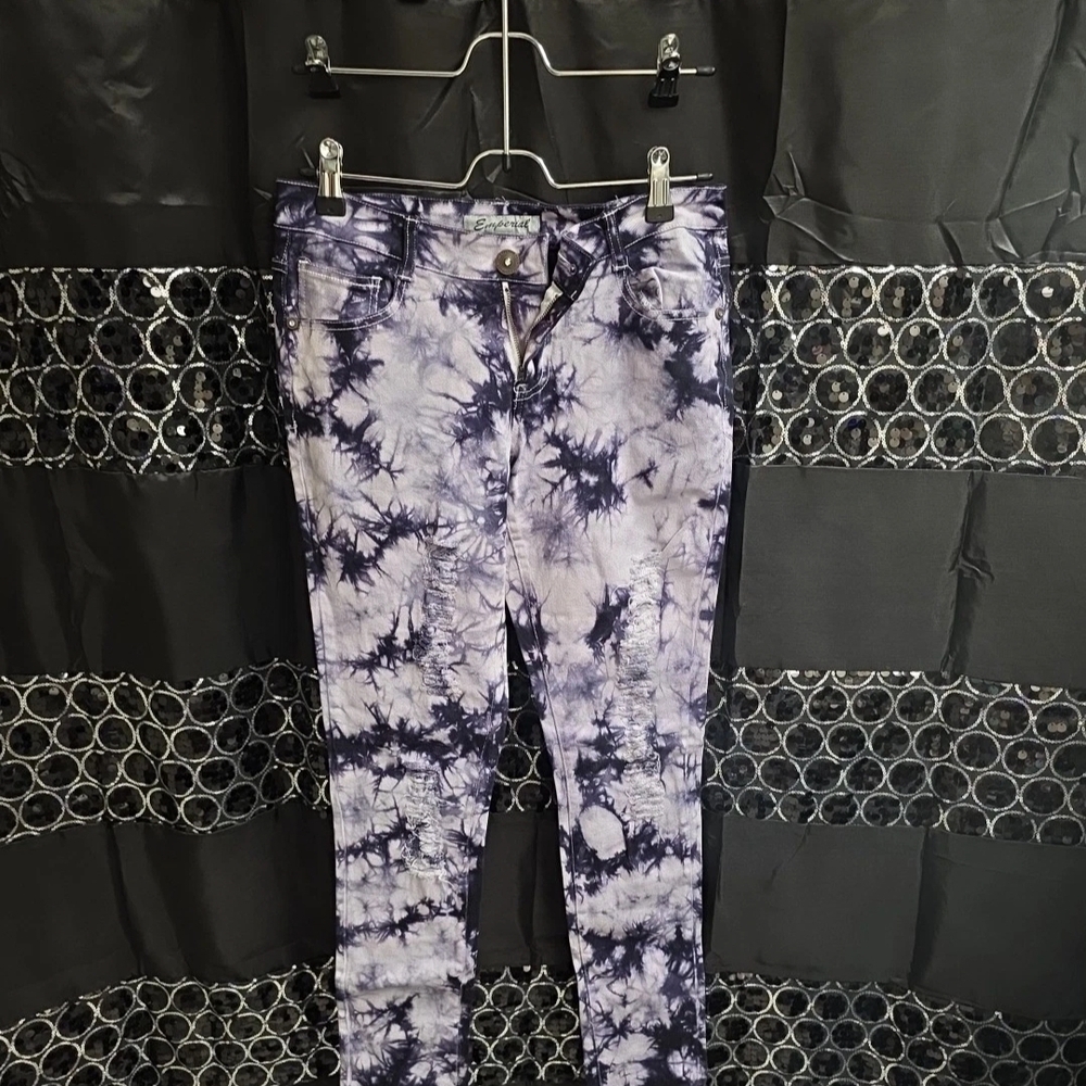 Stylish Tie-Dye Skinny Jeans in Purple and Black